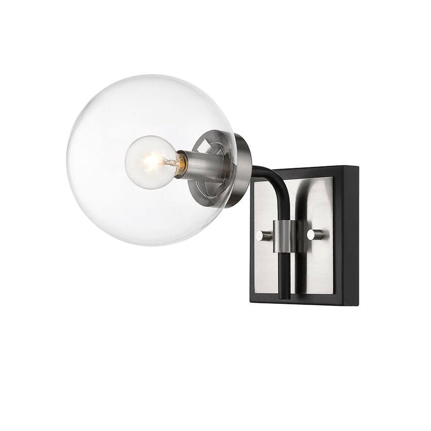 Z-Lite Parsons 6" 1-Light Matte Black and Brushed Nickel Wall Sconce With Clear Glass Shade