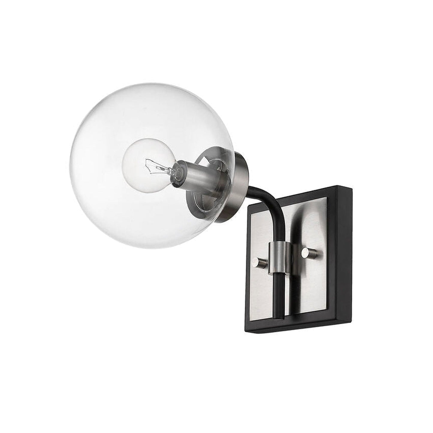 Z-Lite Parsons 6" 1-Light Matte Black and Brushed Nickel Wall Sconce With Clear Glass Shade