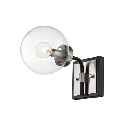 Z-Lite Parsons 6" 1-Light Matte Black and Brushed Nickel Wall Sconce With Clear Glass Shade