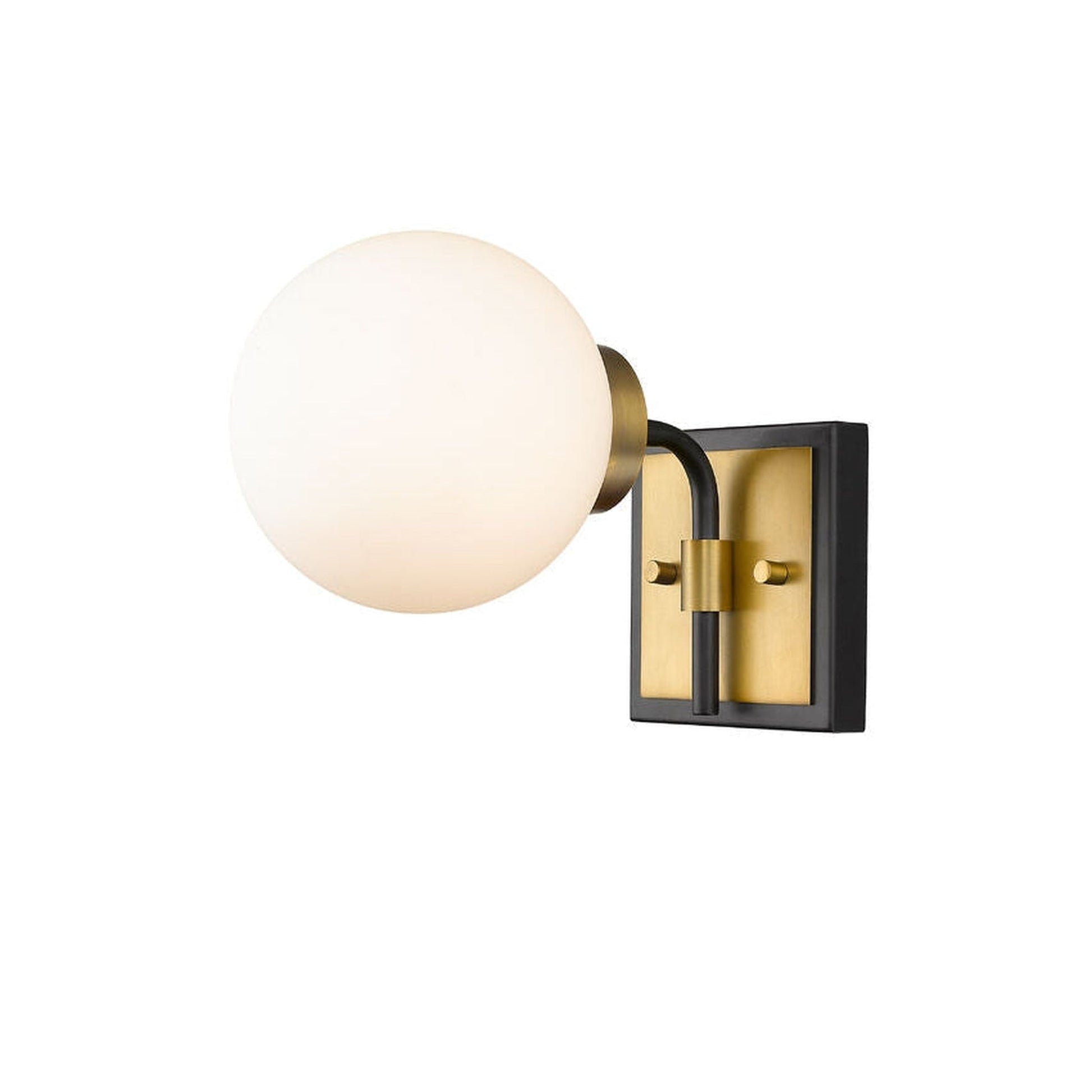 Z-Lite Parsons 6" 1-Light Matte Black and Olde Brass Wall Sconce With Opal Glass Shade
