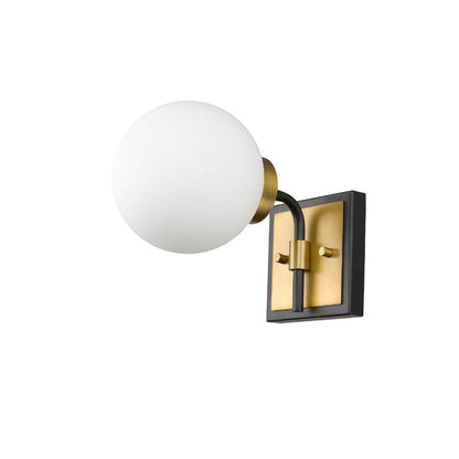 Z-Lite Parsons 6" 1-Light Matte Black and Olde Brass Wall Sconce With Opal Glass Shade