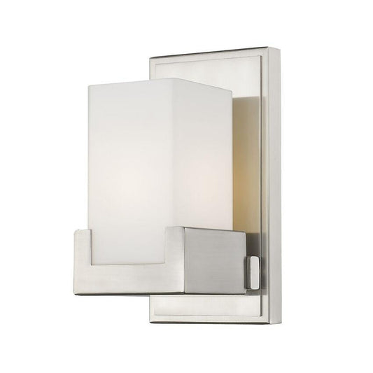Z-Lite Peak 5" 1-Light LED Brushed Nickel Vanity Light With Clear and Matte Opal Shade