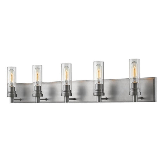Z-Lite Persis 40" 5-Light Old Silver Vanity Light With Clear Glass Shade