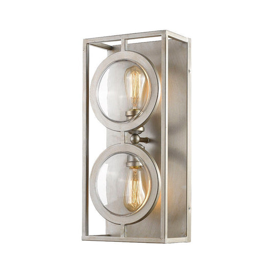 Z-Lite Port 9" 2-Light Antique Silver Shade Wall Sconce With Antique Silver Frame Finish