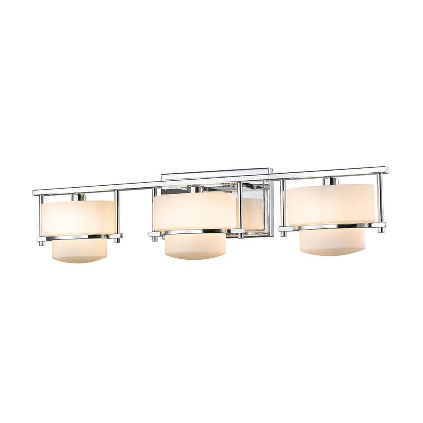 Z-Lite Porter 25" 3-Light Chrome Vanity Light With Matte Opal Glass Shade