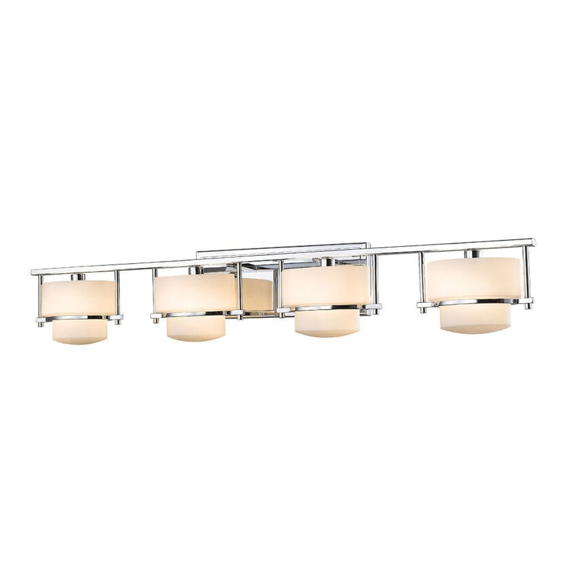 Z-Lite Porter 34" 4-Light LED Chrome Vanity Light With Matte Opal Glass Shade