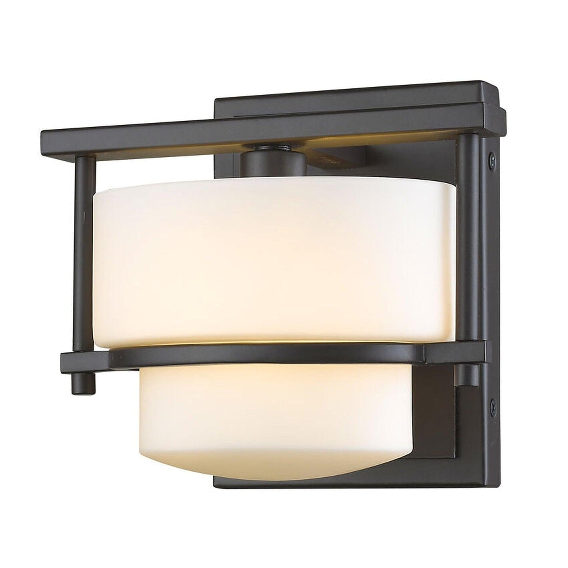 Z-Lite Porter 6" 1-Light Bronze Wall Sconce With Matte Opal Glass Shade