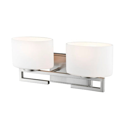 Z-Lite Privet 16" 2-Light LED Brushed Nickel Vanity Light With Matte Opal Glass Shade