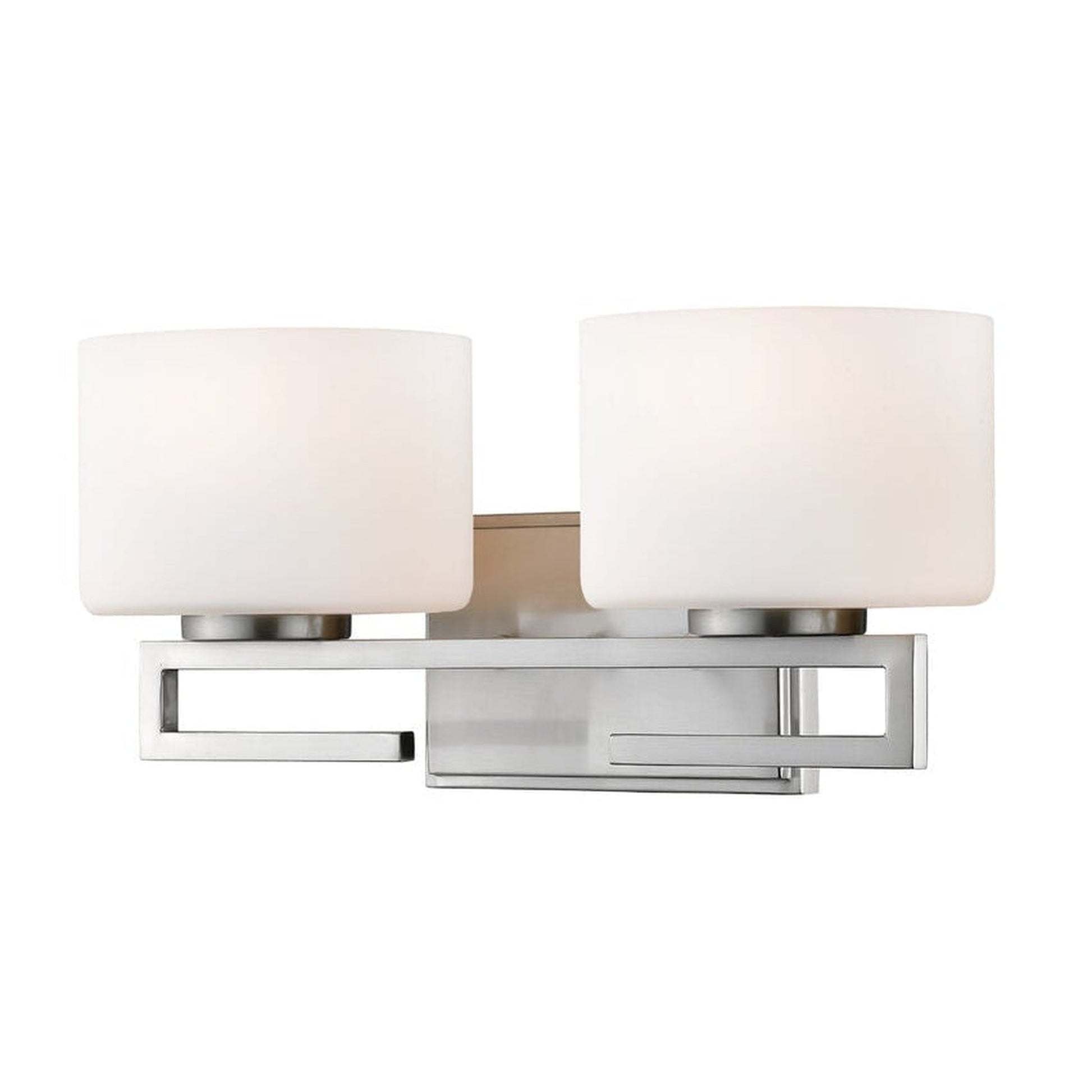 Z-Lite Privet 16" 2-Light LED Brushed Nickel Vanity Light With Matte Opal Glass Shade