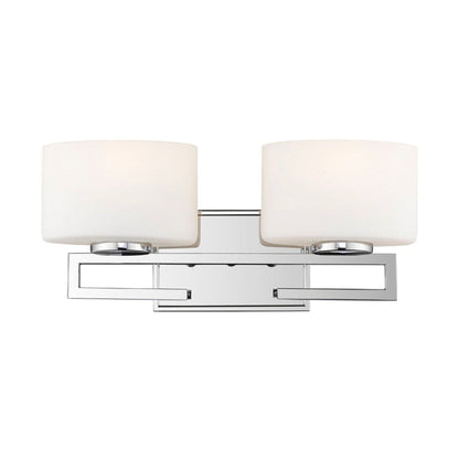 Z-Lite Privet 16" 2-Light LED Chrome Vanity Light With Matte Opal Glass Shade