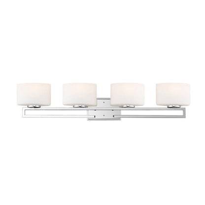 Z-Lite Privet 33" 4-Light LED Chrome Vanity Light With Matte Opal Glass Shade