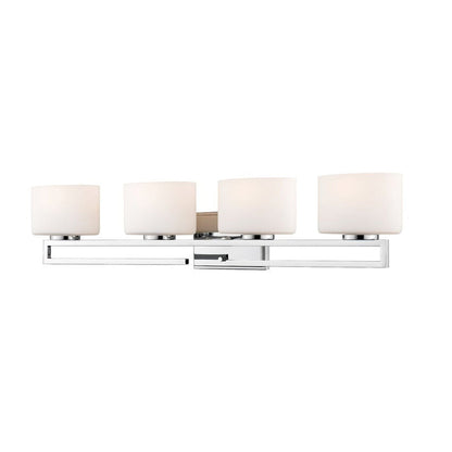 Z-Lite Privet 33" 4-Light LED Chrome Vanity Light With Matte Opal Glass Shade