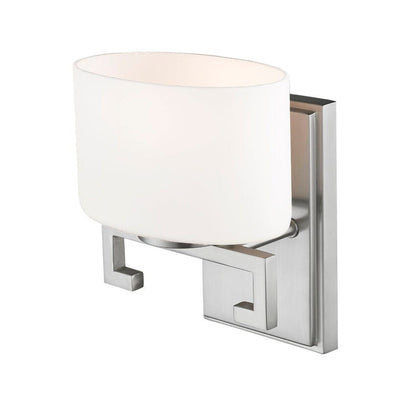 Z-Lite Privet 7" 1-Light LED Brushed Nickel Vanity Light With Matte Opal Glass Shade