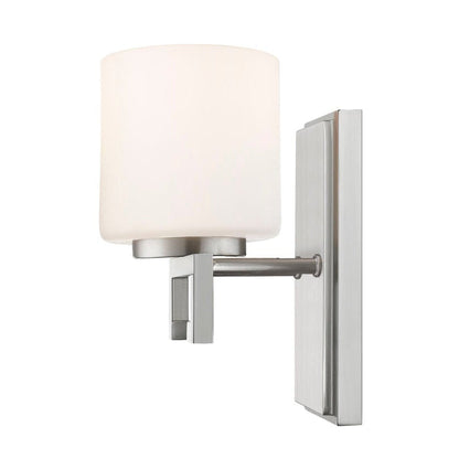 Z-Lite Privet 7" 1-Light LED Brushed Nickel Vanity Light With Matte Opal Glass Shade