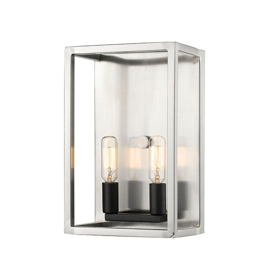 Z-Lite Quadra 5" 2-Light Brushed Nickel and Black Wall Sconce