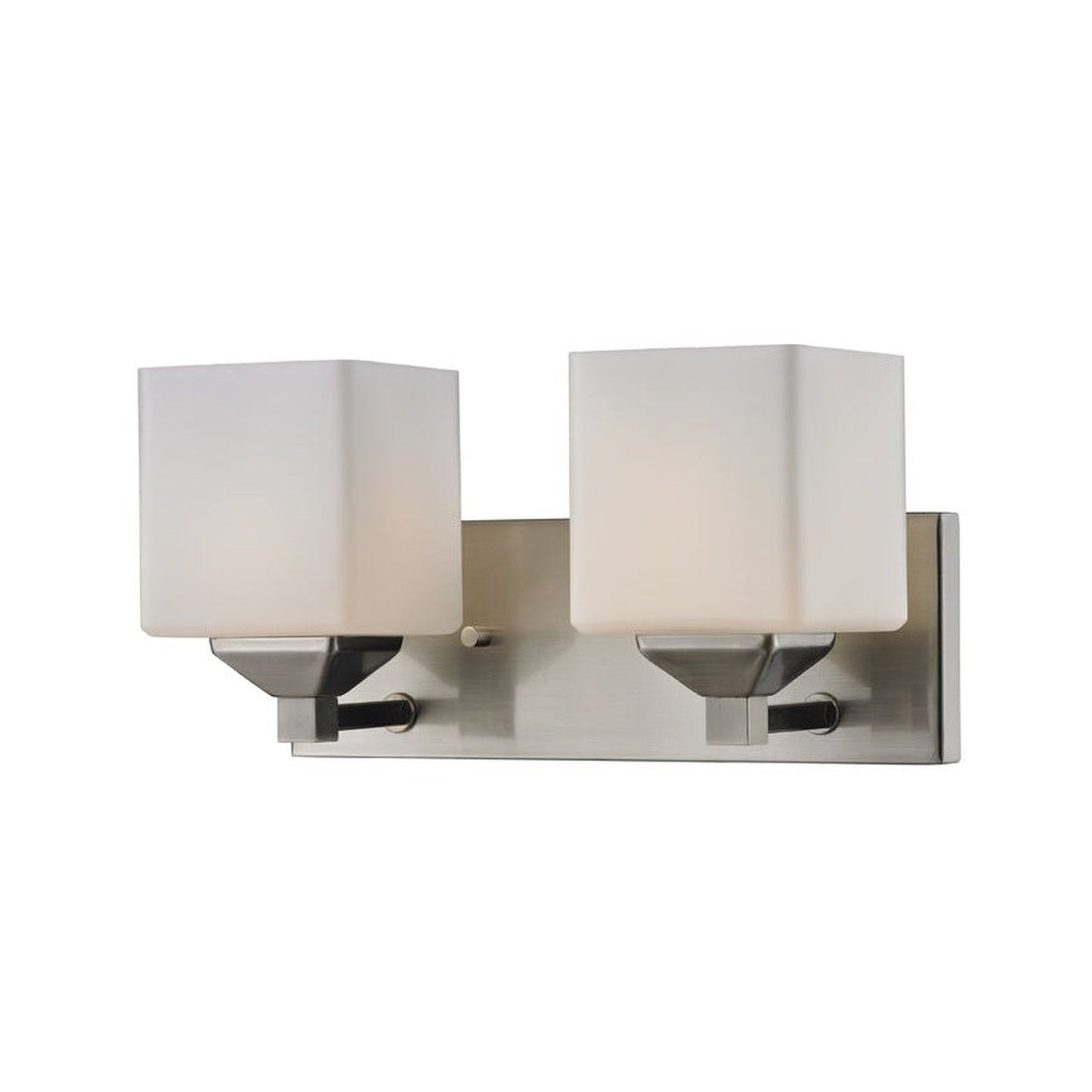 Z-Lite Quube 13" 2-Light Brushed Nickel Vanity Light With Matte Opal Glass Shade