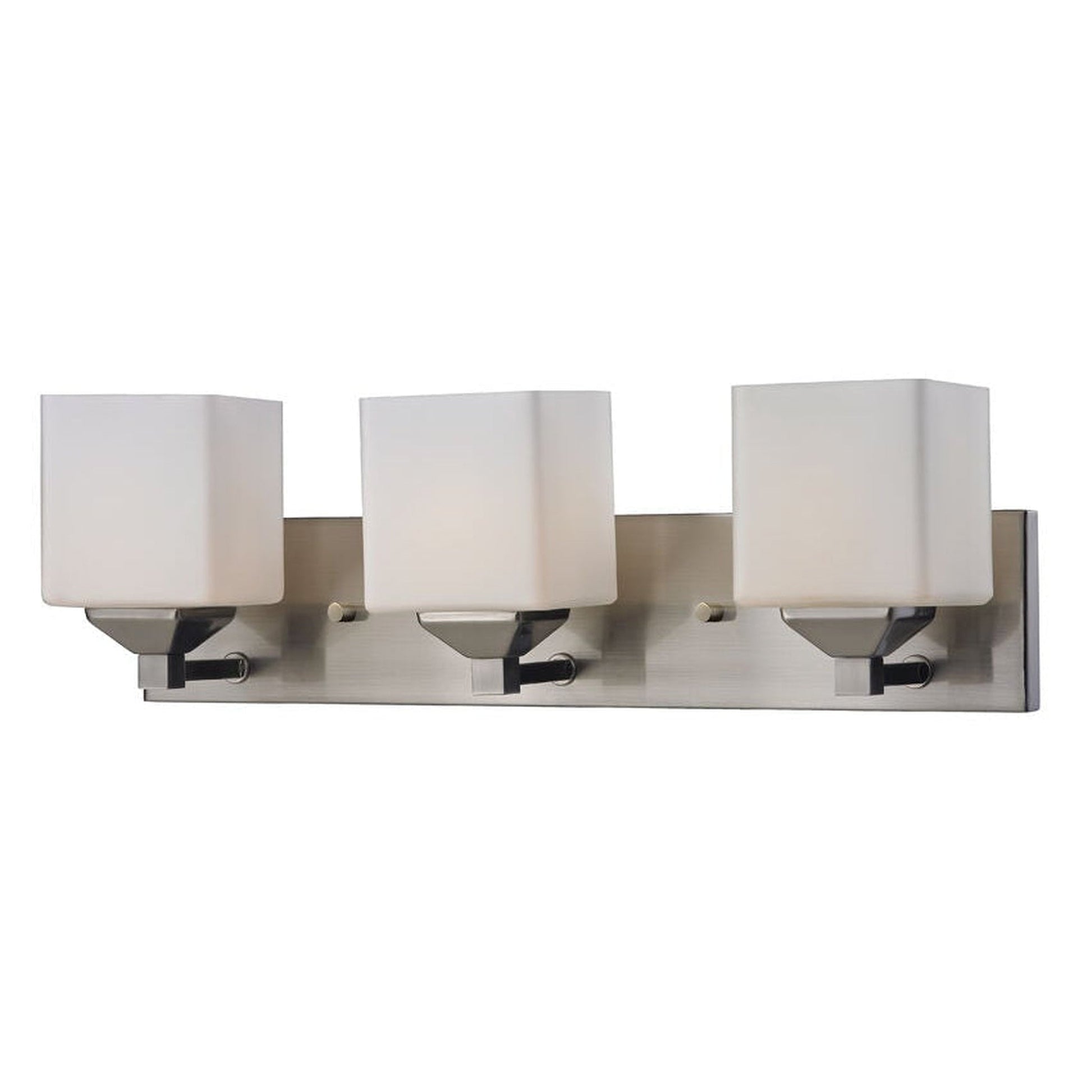 Z-Lite Quube 24" 3-Light Brushed Nickel Vanity Light With Matte Opal Glass Shade