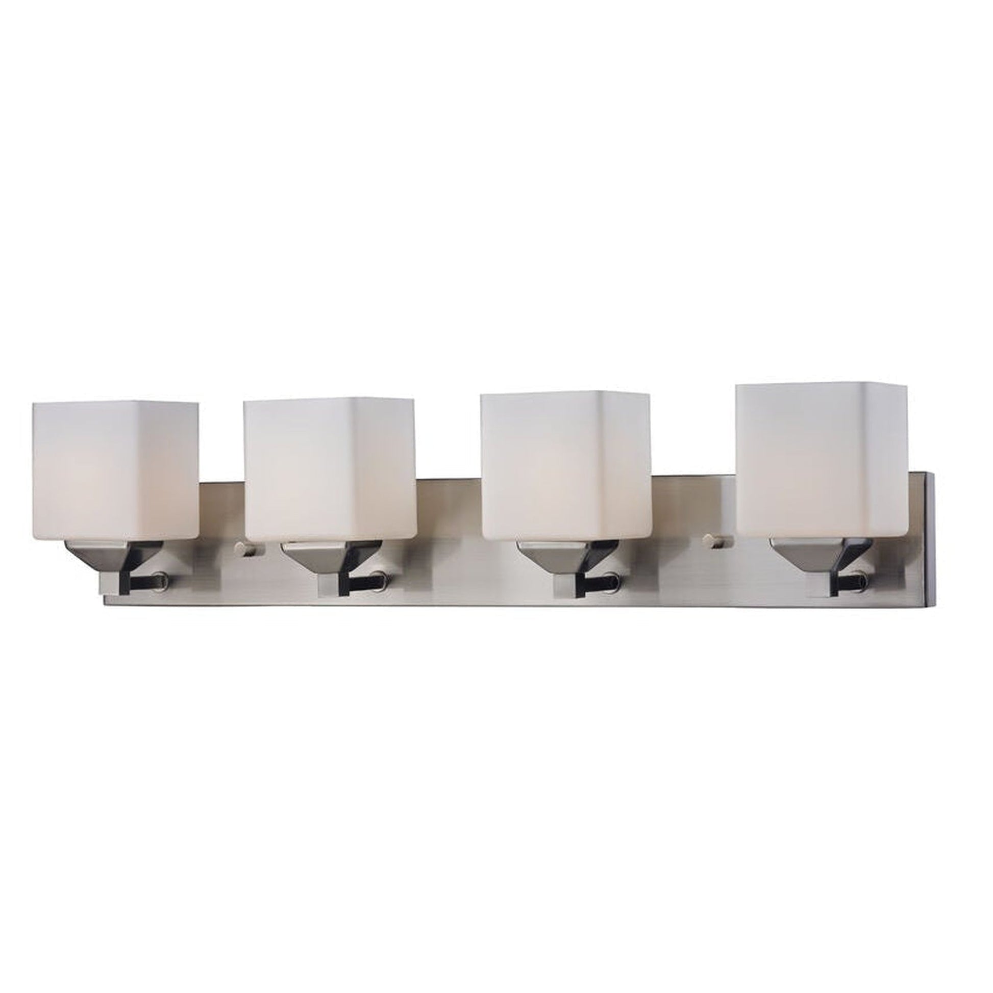 Z-Lite Quube 30" 4-Light Brushed Nickel Vanity Light With Matte Opal Glass Shade