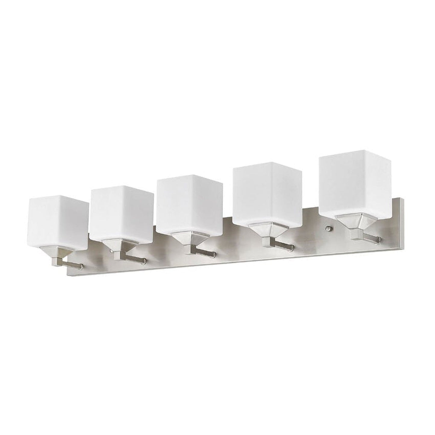 Z-Lite Quube 39" 5-Light Brushed Nickel Vanity Light With Matte Opal Glass Shade