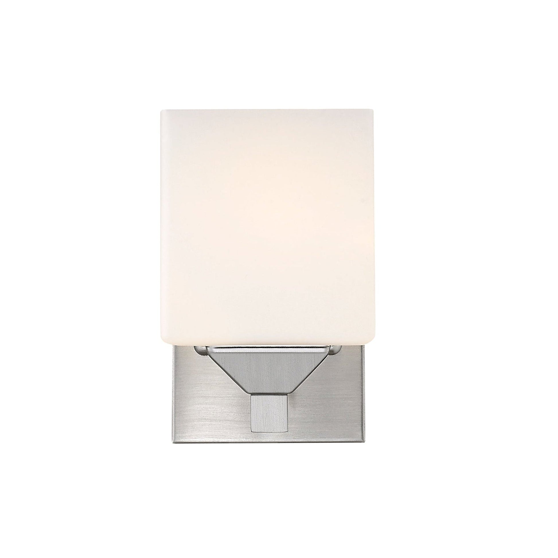 Z-Lite Quube 4" 1-Light Brushed Nickel Vanity Light With Matte Opal Glass Shade