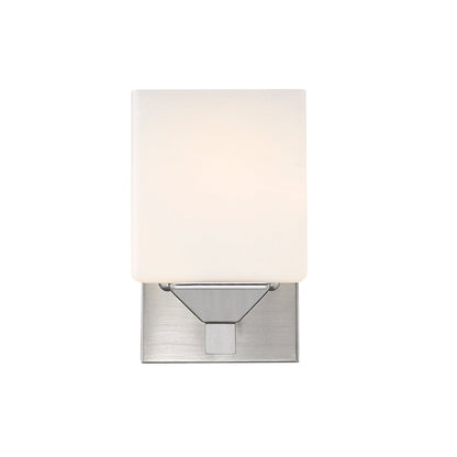 Z-Lite Quube 4" 1-Light Brushed Nickel Vanity Light With Matte Opal Glass Shade