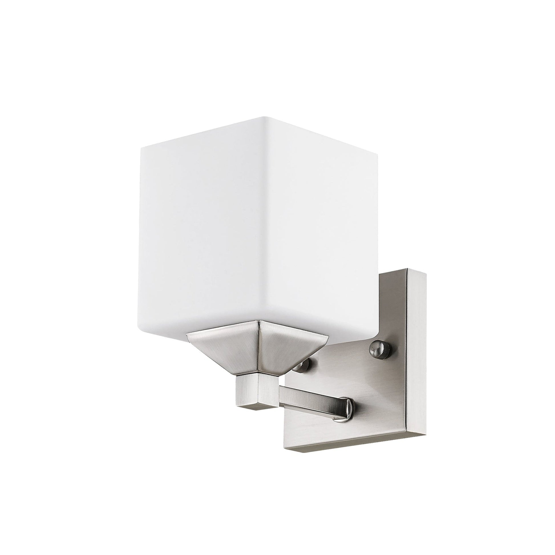 Z-Lite Quube 4" 1-Light Brushed Nickel Vanity Light With Matte Opal Glass Shade