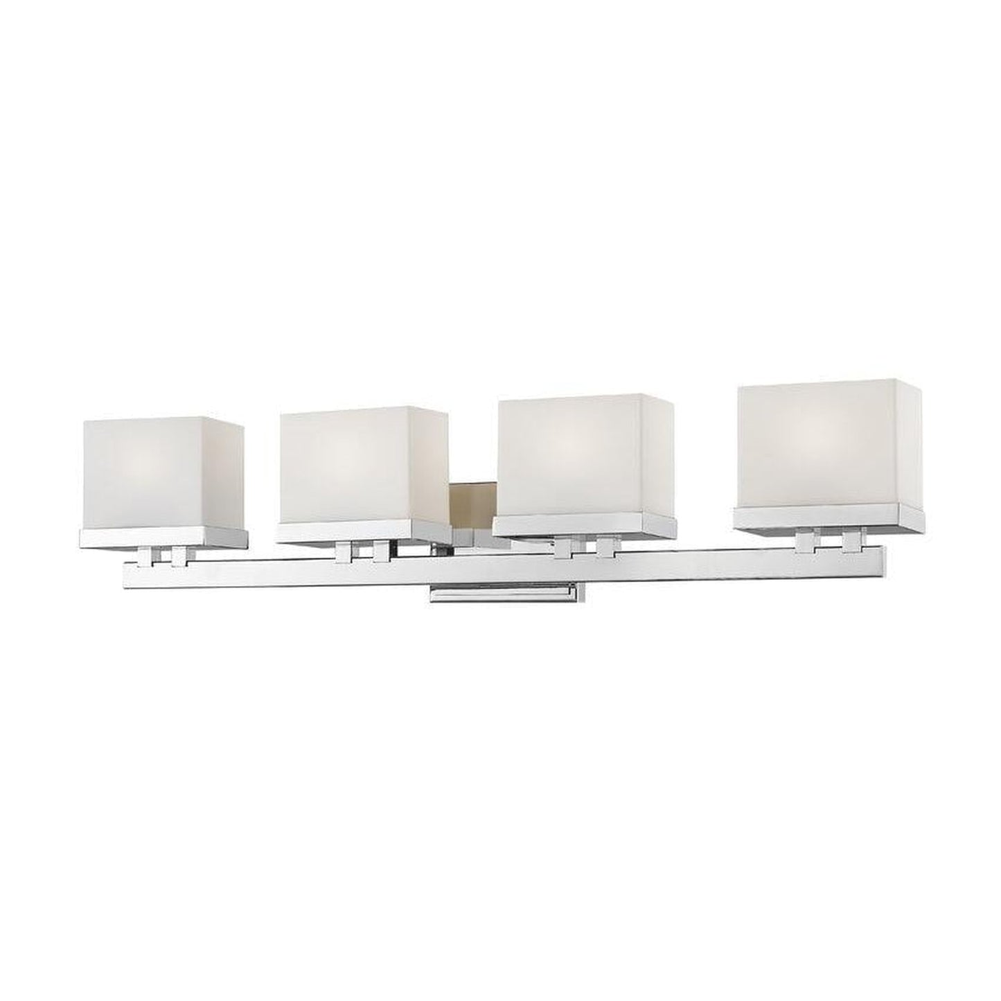 Z-Lite Rivulet 31" 4-Light LED Matte Opal Glass Shade Vanity Light With Chrome Frame Finish