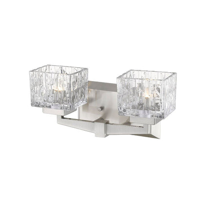 Z-Lite Rubicon 14" 2-Light LED Brushed Nickel Vanity Light With Clear Glass Shade