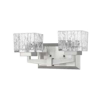 Z-Lite Rubicon 14" 2-Light LED Brushed Nickel Vanity Light With Clear Glass Shade