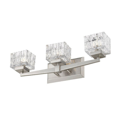 Z-Lite Rubicon 22" 3-Light Brushed Nickel Vanity Light With Clear Glass Shade