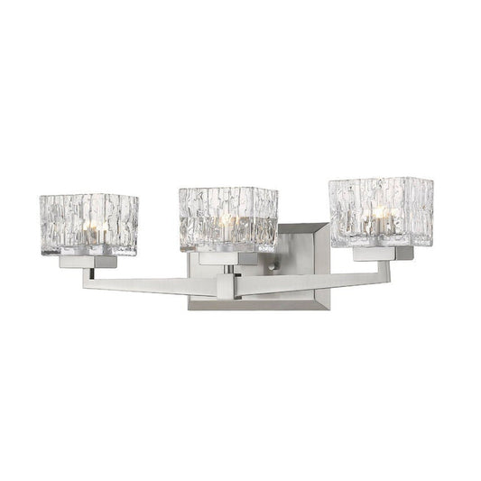 Z-Lite Rubicon 22" 3-Light Brushed Nickel Vanity Light With Clear Glass Shade
