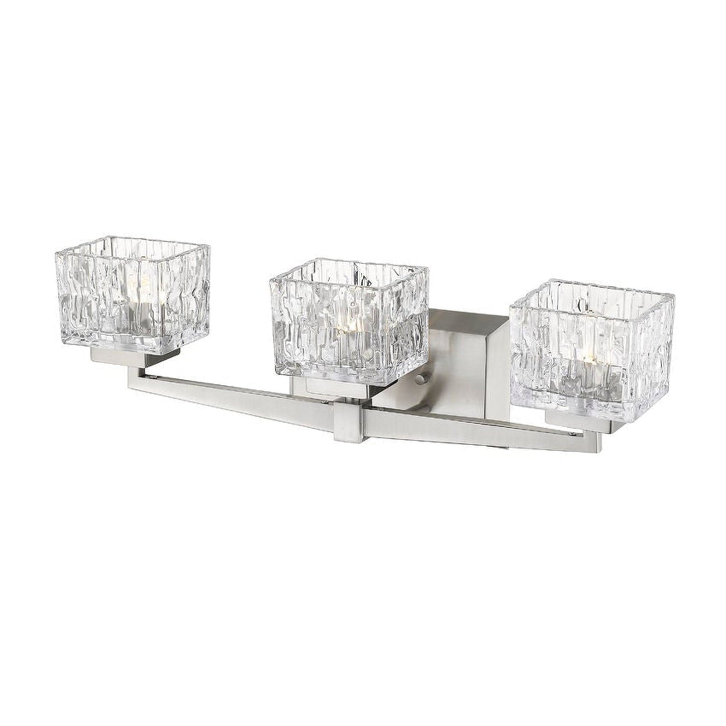 Z-Lite Rubicon 22" 3-Light LED Brushed Nickel Vanity Light With Clear Glass Shade