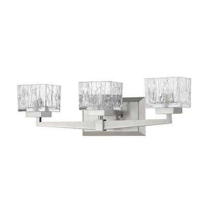 Z-Lite Rubicon 22" 3-Light LED Brushed Nickel Vanity Light With Clear Glass Shade