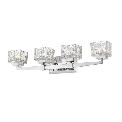 Z-Lite Rubicon 30" 4-Light LED Chrome Vanity Light With Clear Glass Shade