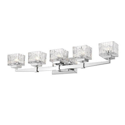 Z-Lite Rubicon 36" 5-Light Chrome Vanity Light With Clear Glass Shade