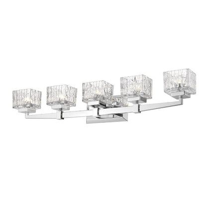 Z-Lite Rubicon 36" 5-Light LED Chrome Vanity Light With Clear Glass Shade