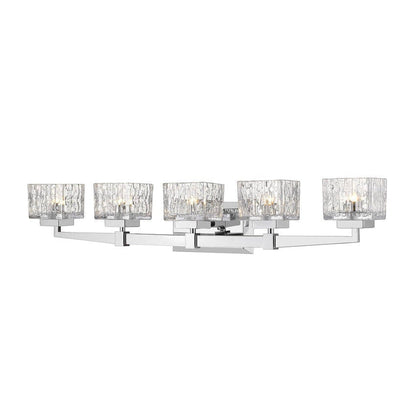 Z-Lite Rubicon 36" 5-Light LED Chrome Vanity Light With Clear Glass Shade