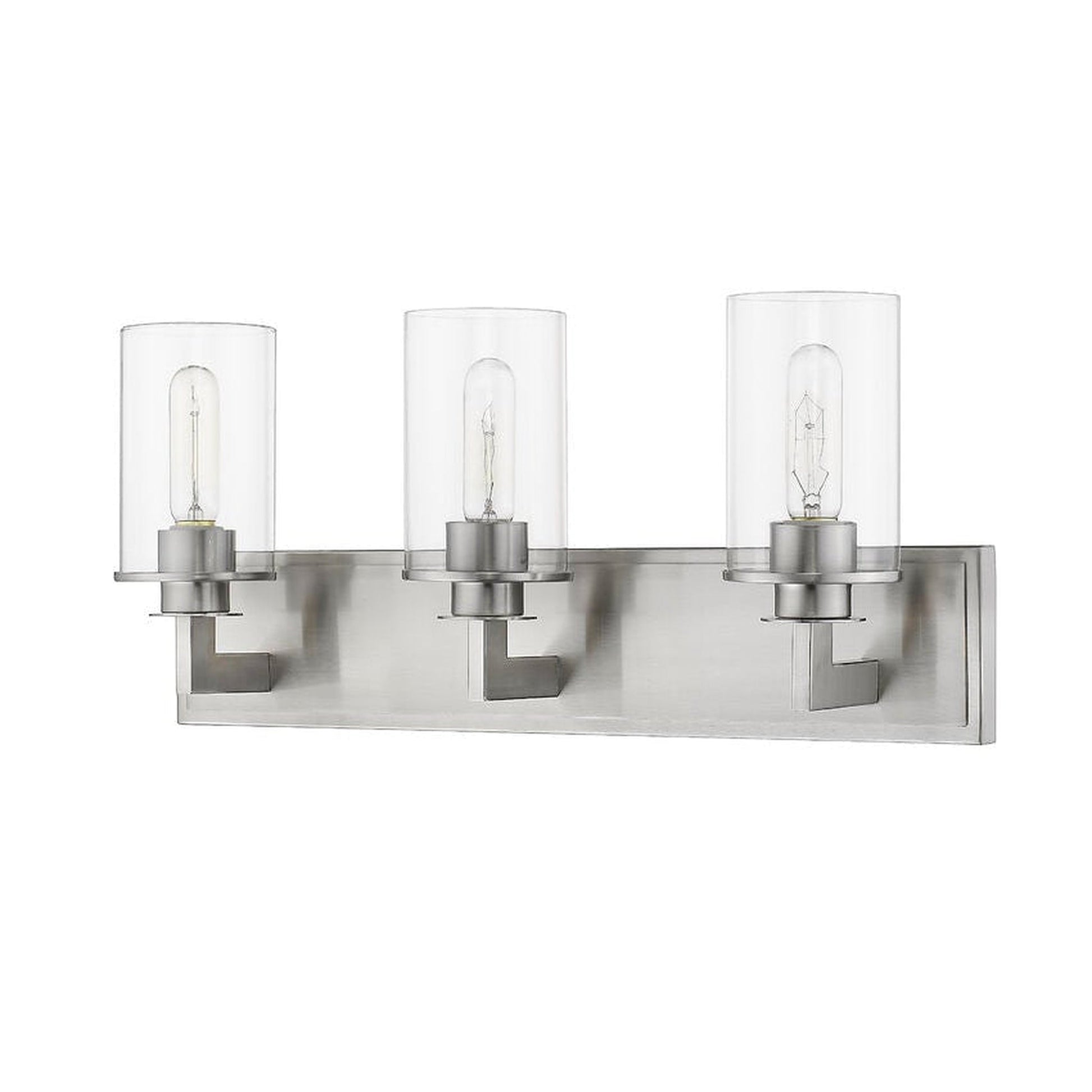Z-Lite Savannah 23" 3-Light Brushed Nickel Vanity Light With Clear Glass Shade