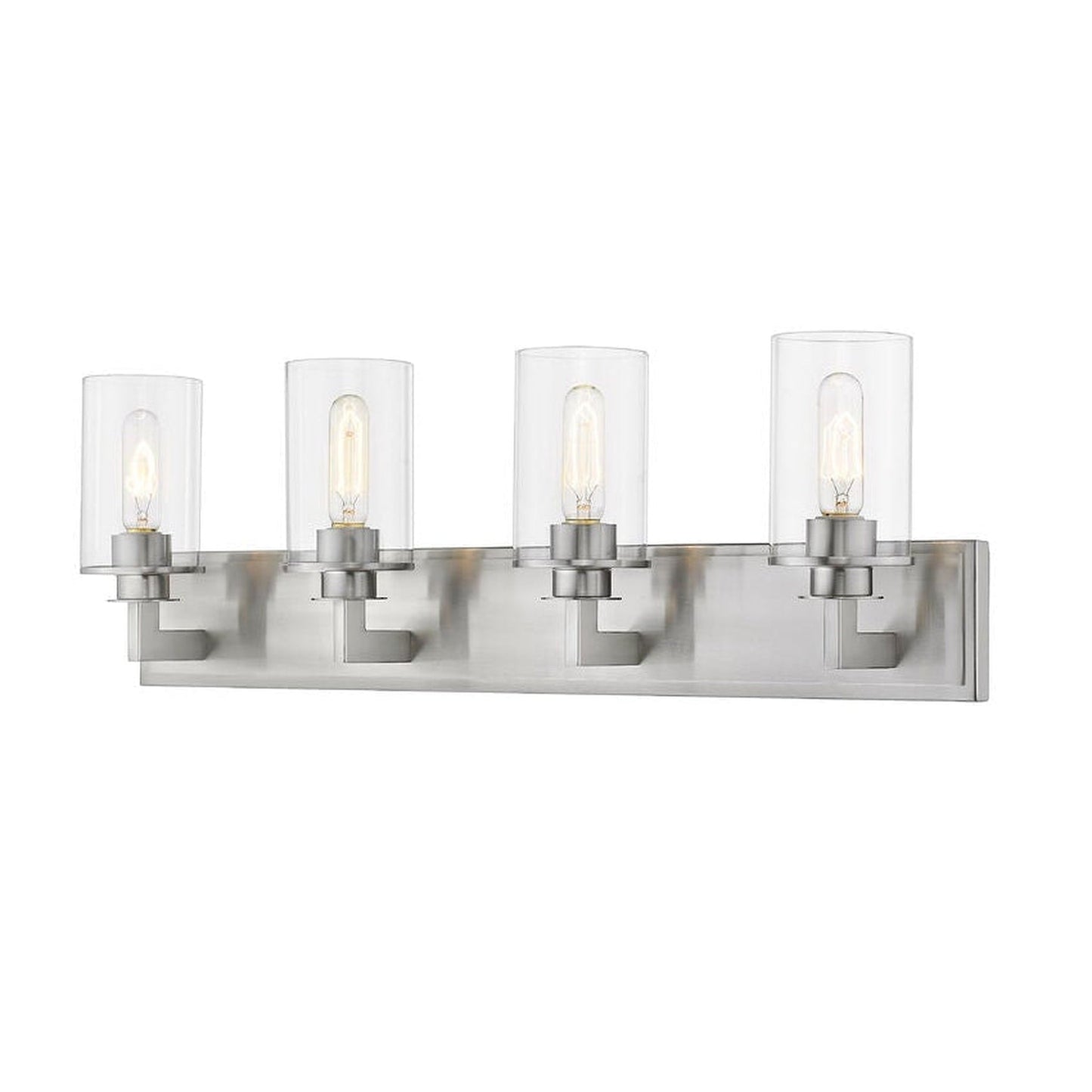 Z-Lite Savannah 32" 4-Light Brushed Nickel Vanity Light With Clear Glass Shade