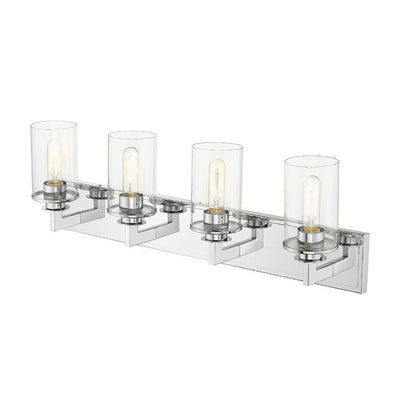 Z-Lite Savannah 32" 4-Light Chrome Vanity Light With Clear Glass Shade