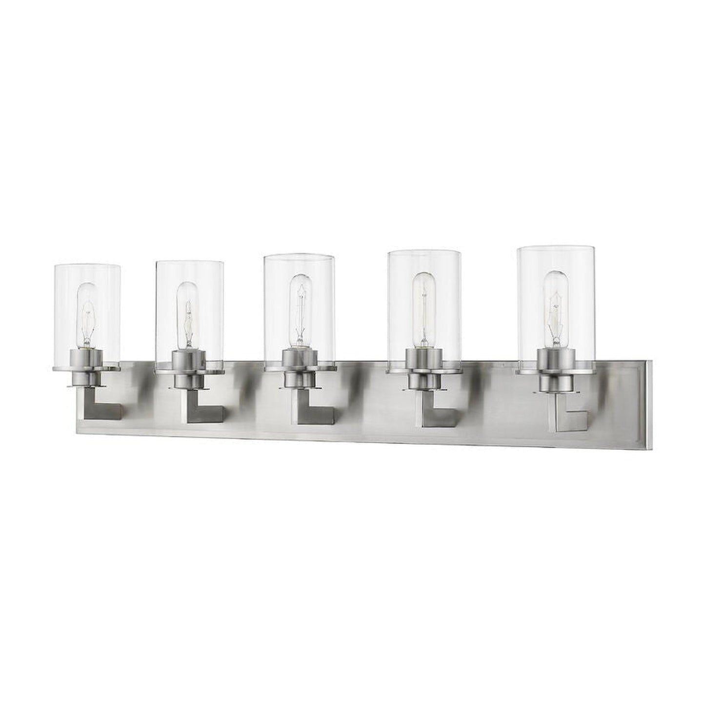 Z-Lite Savannah 39" 5-Light Brushed Nickel Vanity Light With Clear Glass Shade