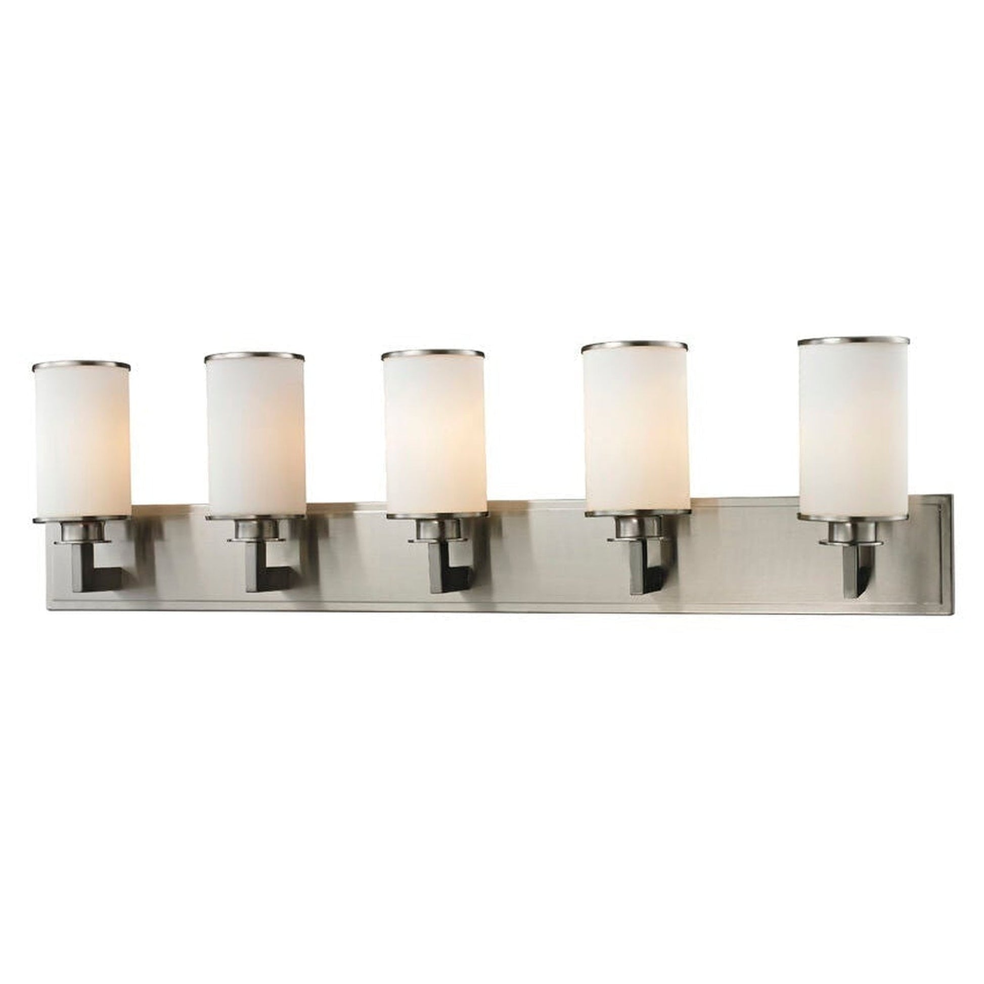 Z-Lite Savannah 39" 5-Light Brushed Nickel Vanity Light With Matte Opal Glass Shade