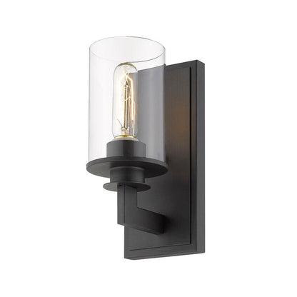 Z-Lite Savannah 5" 1-Light Bronze Wall Sconce With Clear Glass Shade