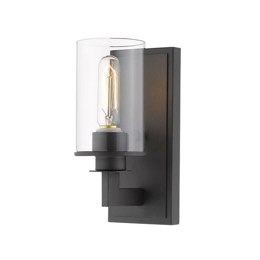 Z-Lite Savannah 5" 1-Light Bronze Wall Sconce With Clear Glass Shade