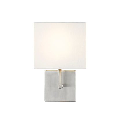 Z-Lite Saxon 7" 1-Light Brushed Nickel Wall Sconce With White Fabric Shade