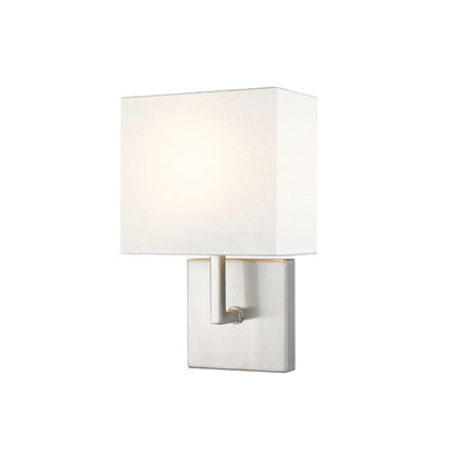 Z-Lite Saxon 7" 1-Light Brushed Nickel Wall Sconce With White Fabric Shade