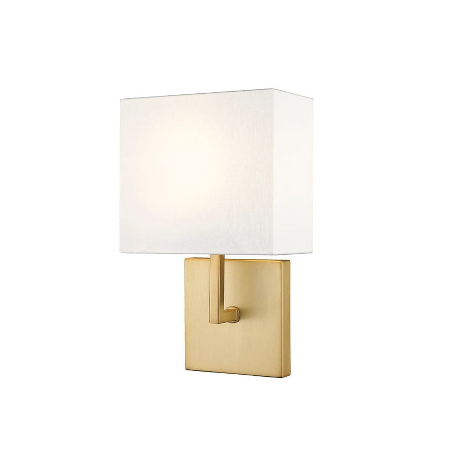 Z-Lite Saxon 7" 1-Light Olde Brass Wall Sconce With White Fabric Shade