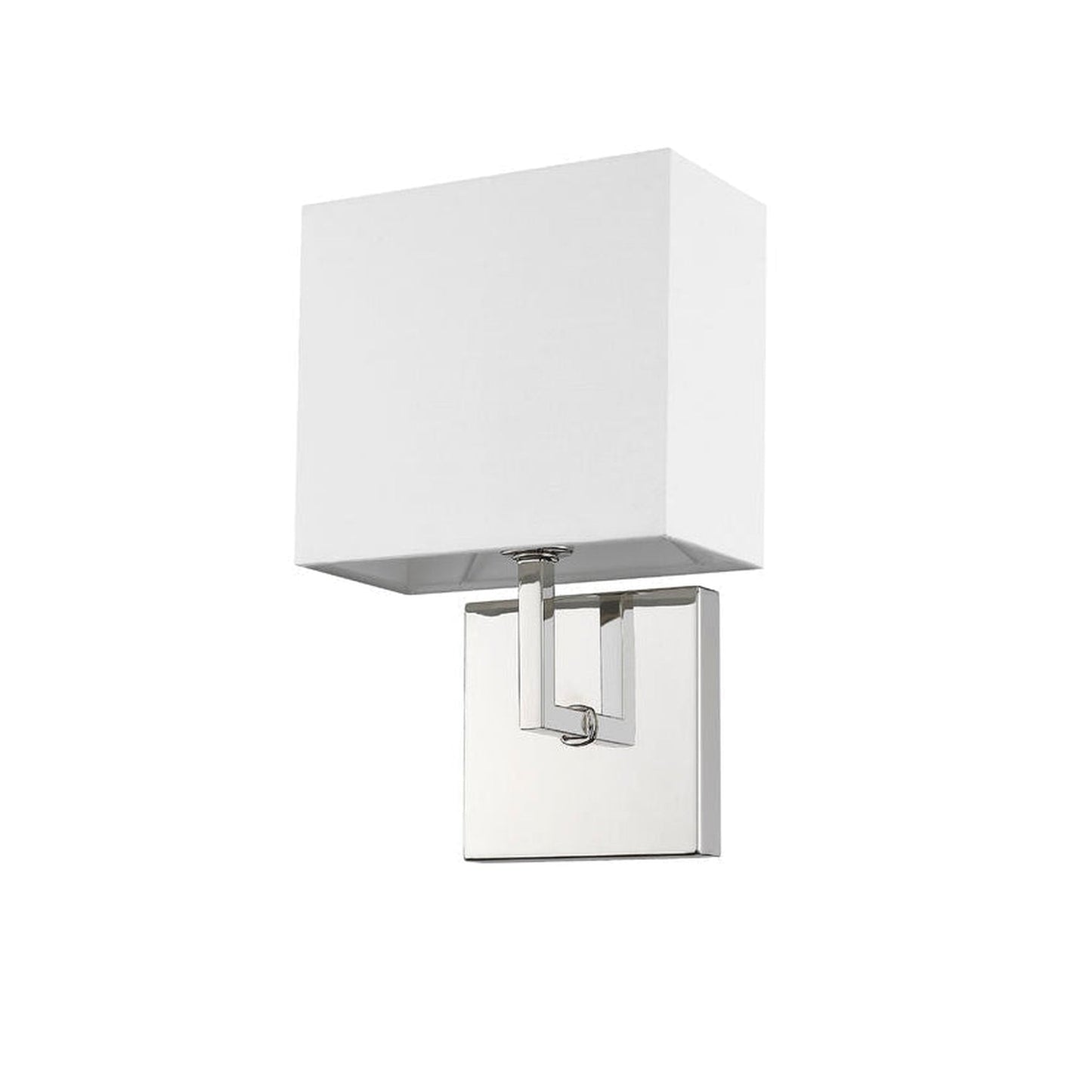 Z-Lite Saxon 7" 1-Light Polished Nickel Wall Sconce With White Fabric Shade