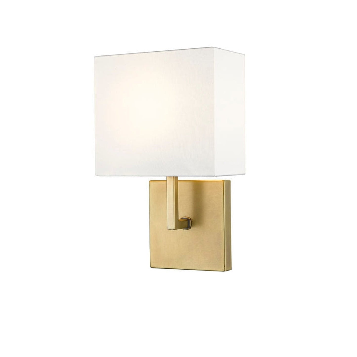 Z-Lite Saxon 7" 1-Light Rubbed Brass Wall Sconce With White Fabric Shade