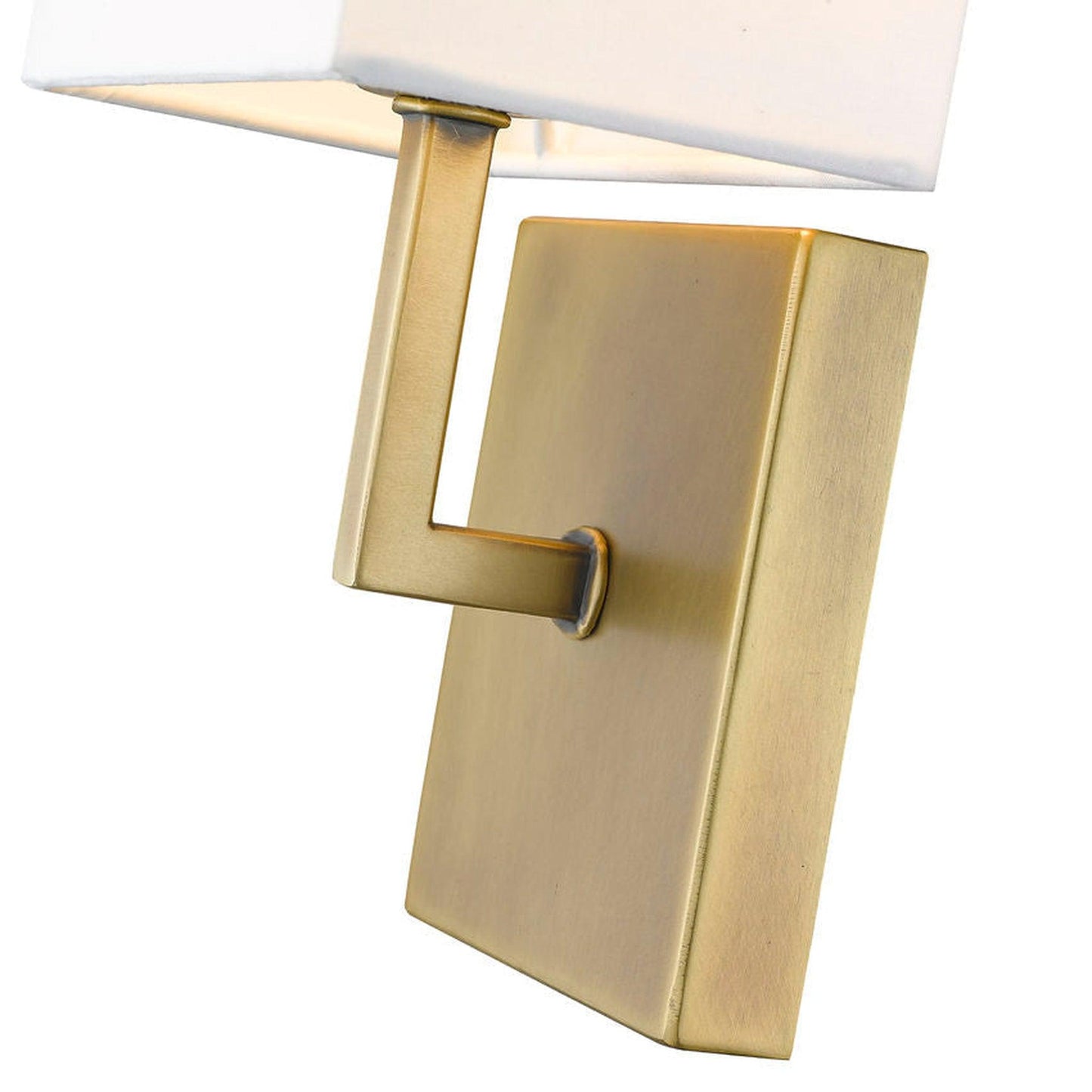Z-Lite Saxon 7" 1-Light Rubbed Brass Wall Sconce With White Fabric Shade